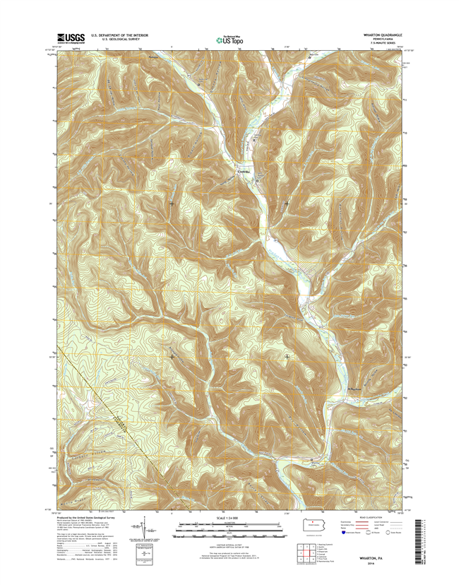 Wharton Pennsylvania  - 24k Topo Map