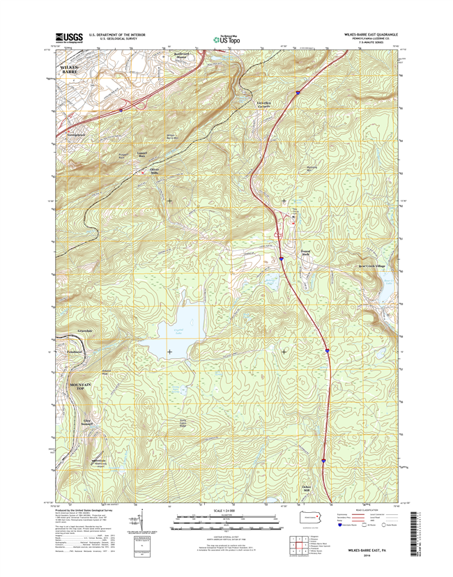 Wilkes-Barre East Pennsylvania  - 24k Topo Map