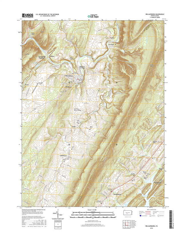 Williamsburg Pennsylvania  - 24k Topo Map