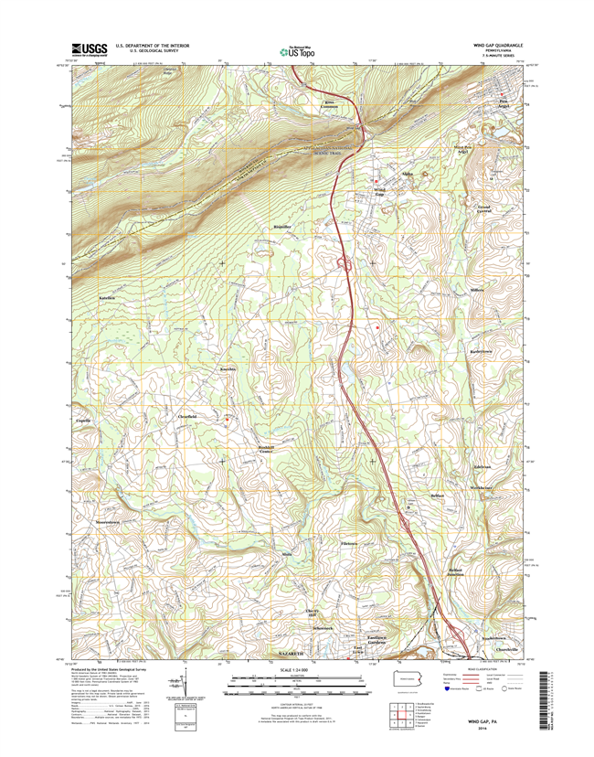 Wind Gap Pennsylvania  - 24k Topo Map