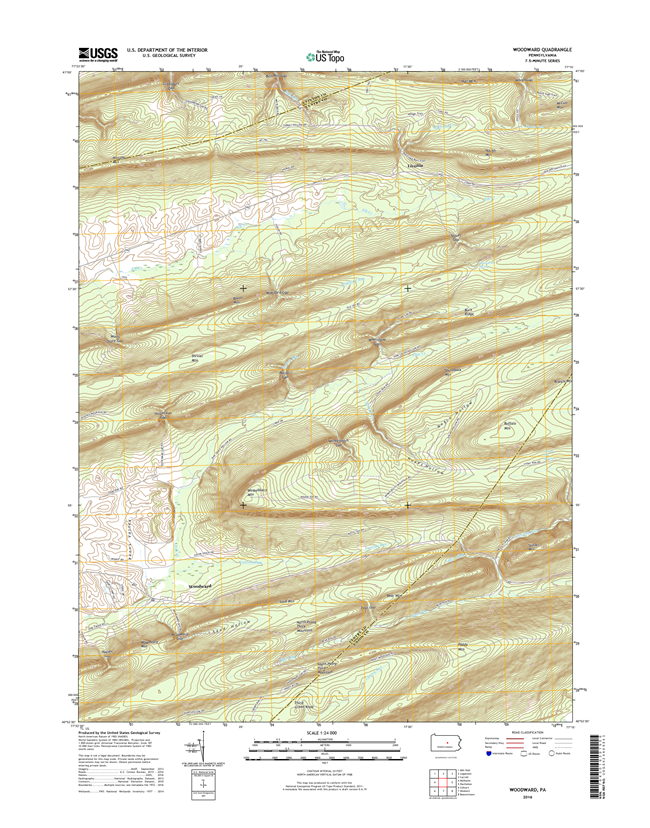 Woodward Pennsylvania  - 24k Topo Map