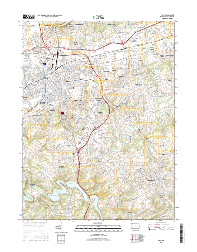 York Pennsylvania  - 24k Topo Map