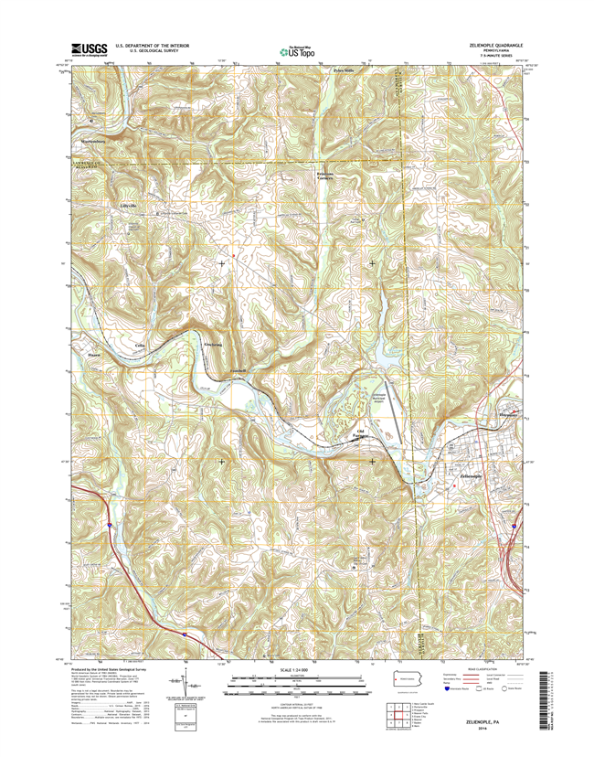 Zelienople Pennsylvania  - 24k Topo Map