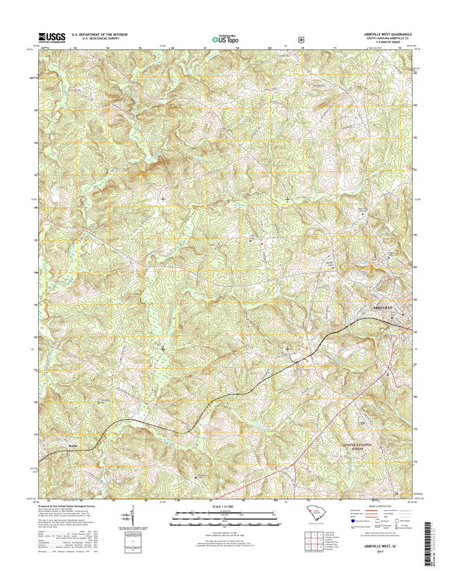 Abbeville West South Carolina  - 24k Topo Map