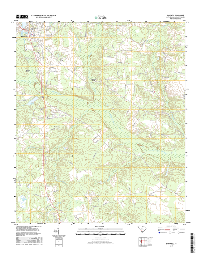 Barnwell South Carolina  - 24k Topo Map