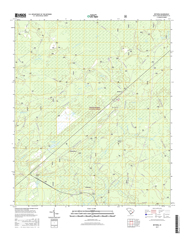 Bethera South Carolina  - 24k Topo Map