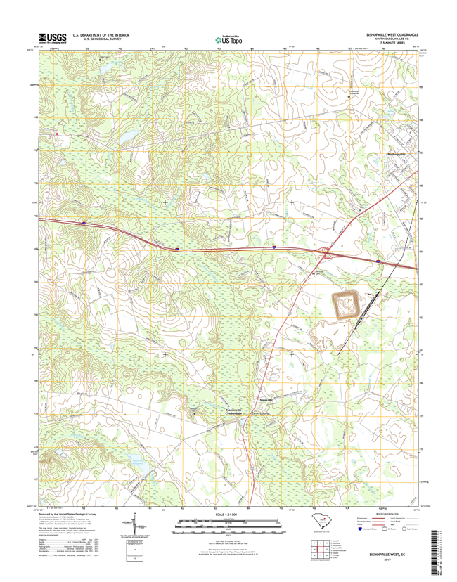 Bishopville West South Carolina  - 24k Topo Map