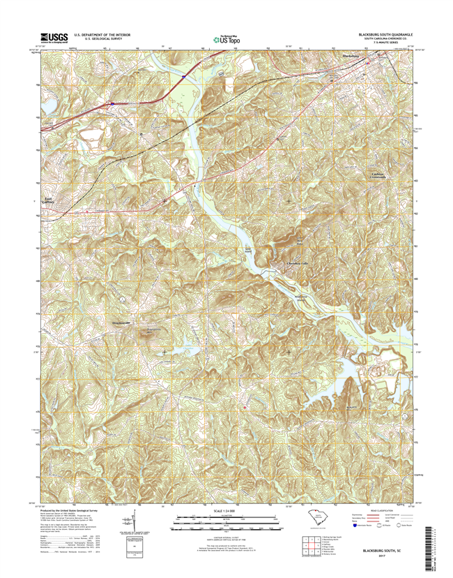 Blacksburg South South Carolina  - 24k Topo Map