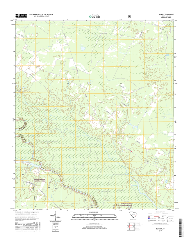 Blakely South Carolina  - 24k Topo Map