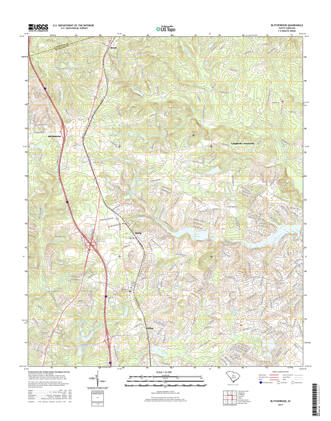 Blythewood South Carolina  - 24k Topo Map
