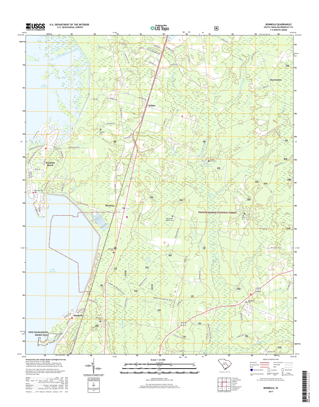 Bonneau South Carolina  - 24k Topo Map