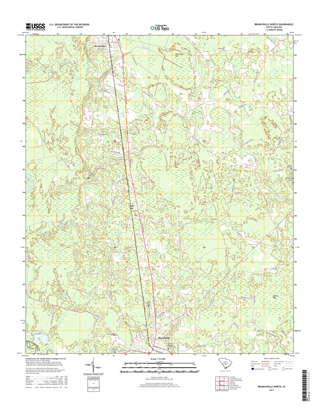 Branchville North South Carolina  - 24k Topo Map