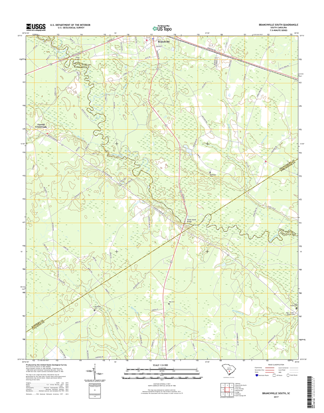 Branchville South South Carolina  - 24k Topo Map