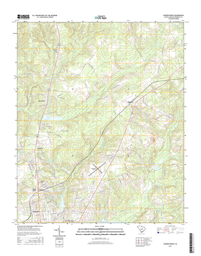 Camden North South Carolina  - 24k Topo Map