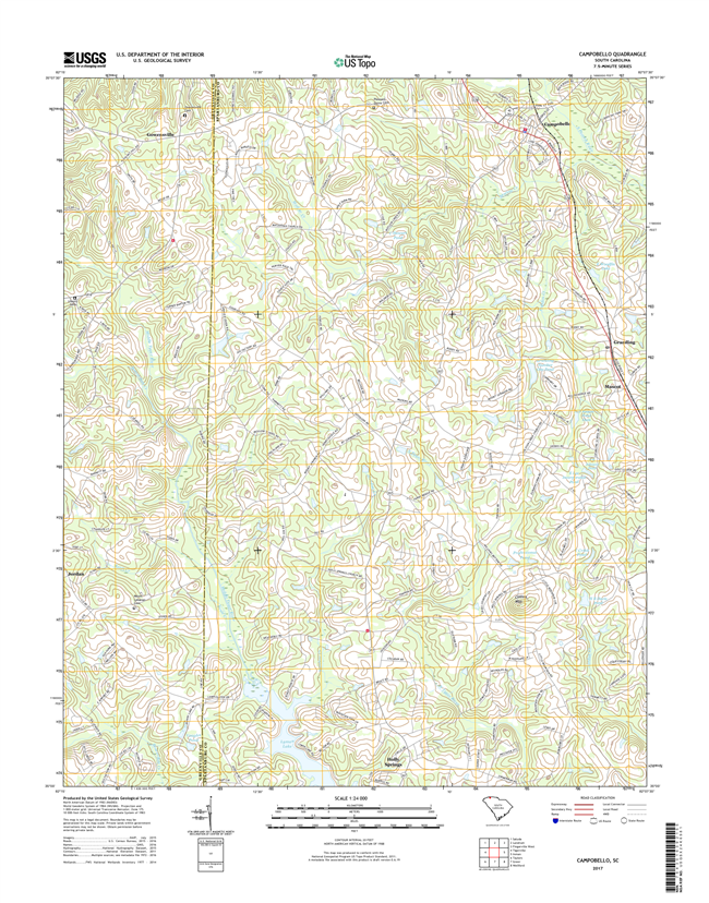 Campobello South Carolina  - 24k Topo Map