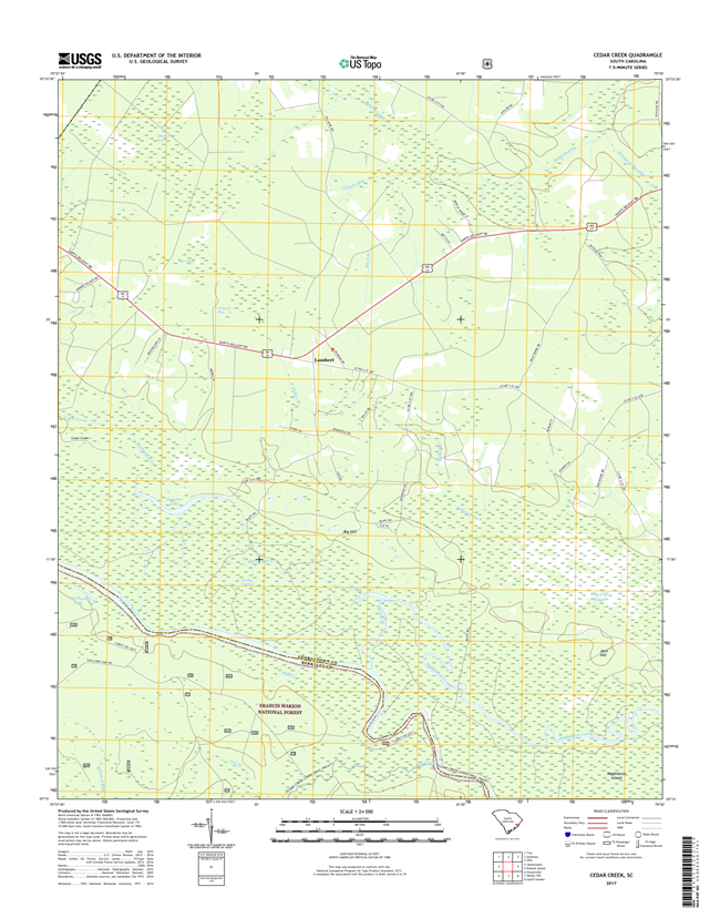 Cedar Creek South Carolina  - 24k Topo Map