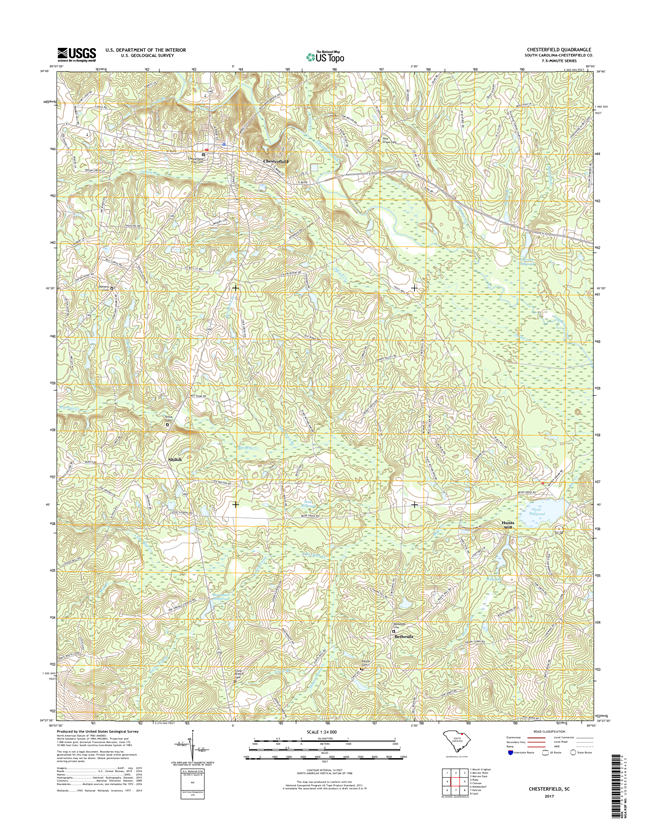 Chesterfield South Carolina  - 24k Topo Map