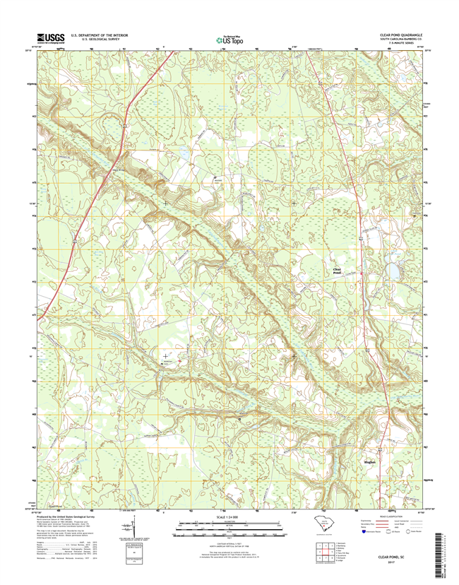 Clear Pond South Carolina  - 24k Topo Map