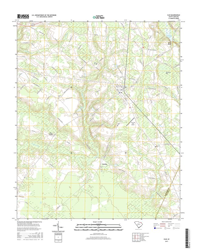 Clio South Carolina  - 24k Topo Map