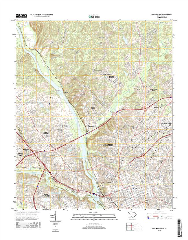 Columbia North South Carolina  - 24k Topo Map