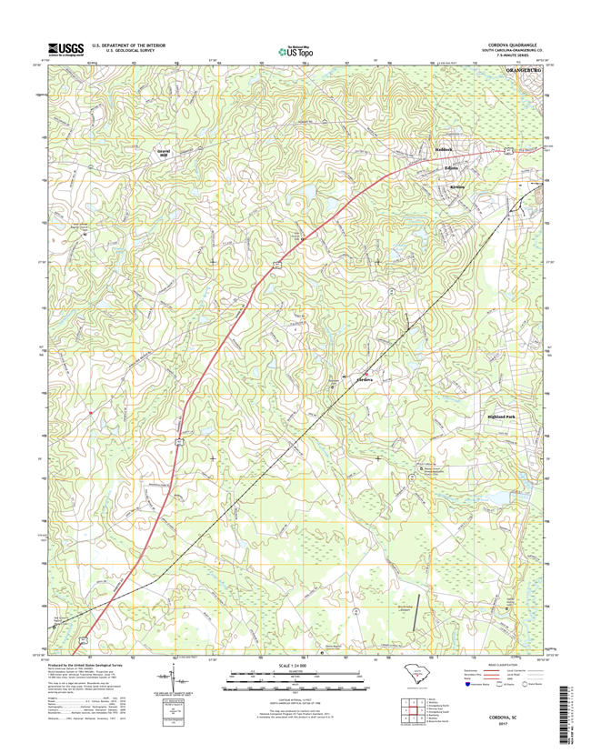 Cordova South Carolina  - 24k Topo Map