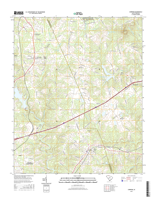 Cowpens South Carolina  - 24k Topo Map