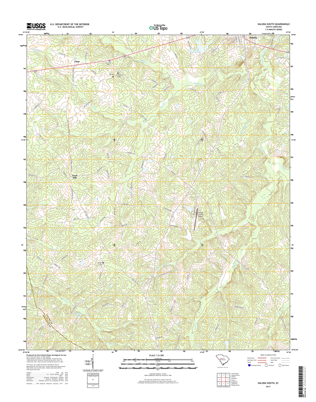 Saluda South South Carolina  - 24k Topo Map