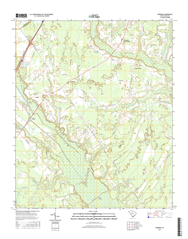 Sardinia South Carolina  - 24k Topo Map