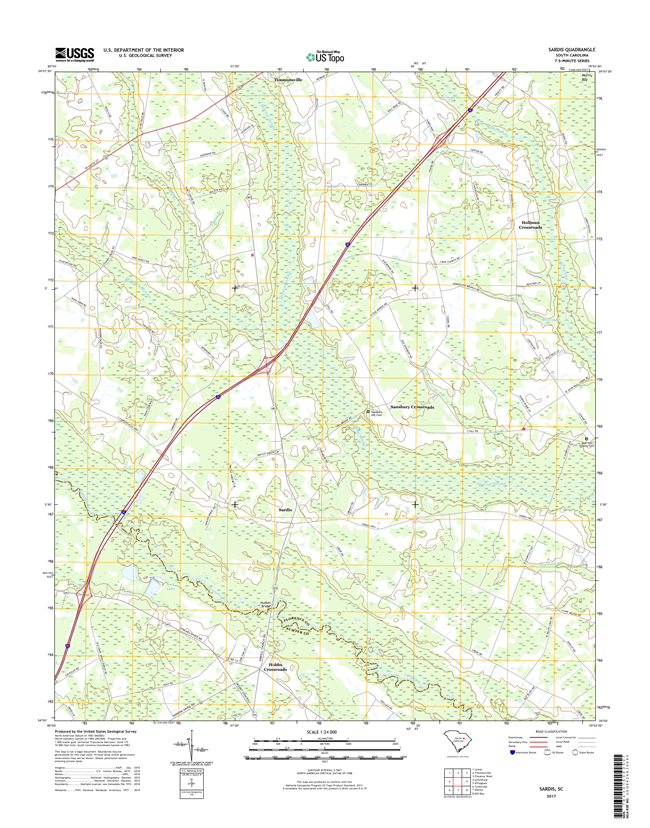 Sardis South Carolina  - 24k Topo Map