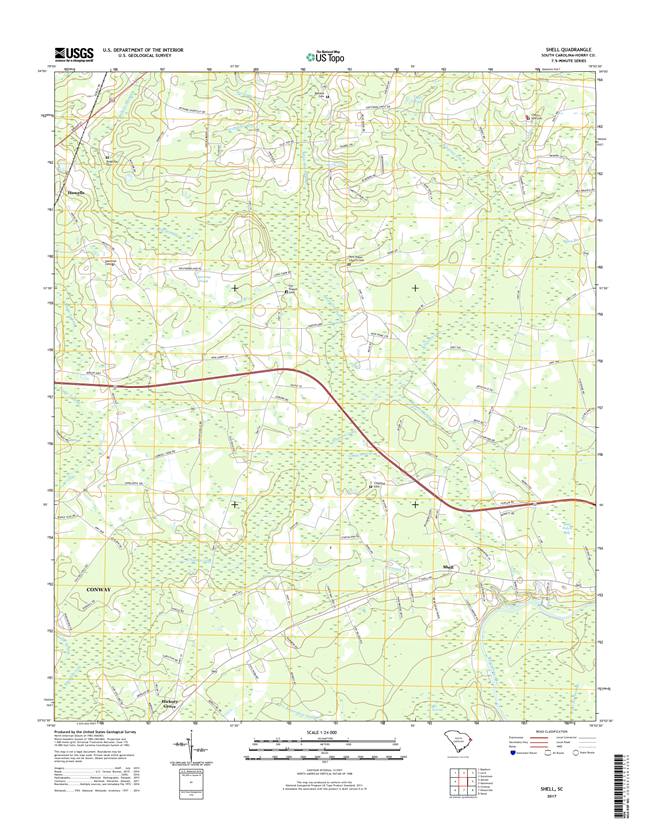Shell South Carolina  - 24k Topo Map