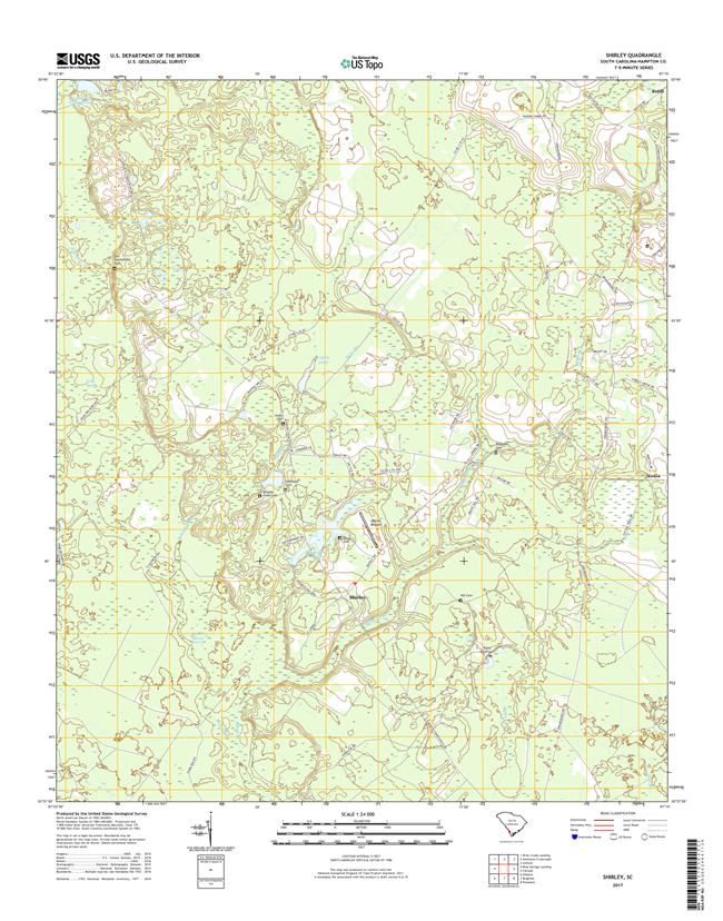 Shirley South Carolina  - 24k Topo Map