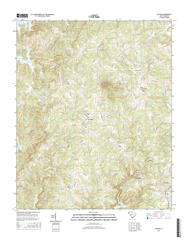 Six Mile South Carolina  - 24k Topo Map