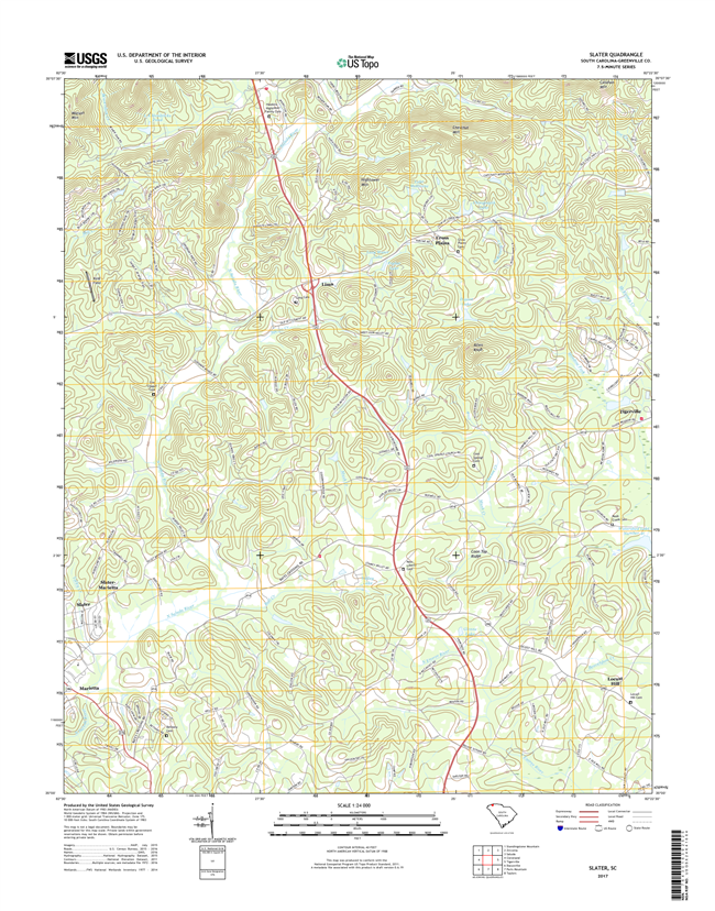 Slater South Carolina  - 24k Topo Map