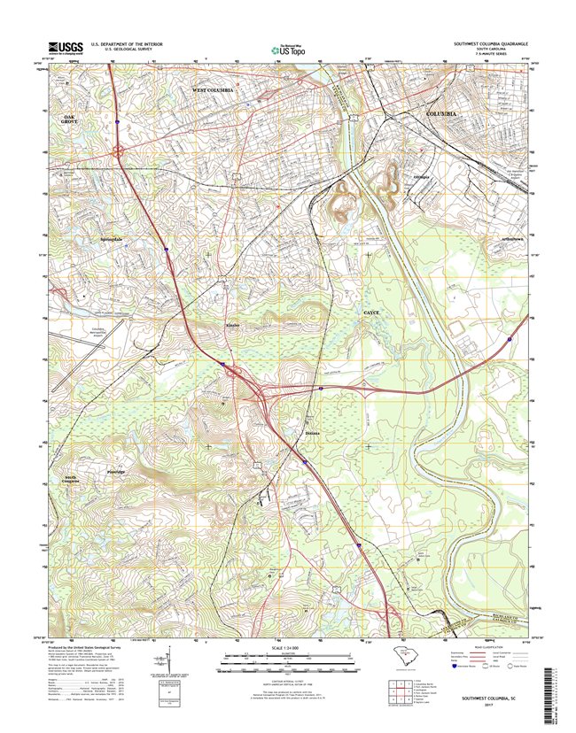 SW Columbia South Carolina  - 24k Topo Map