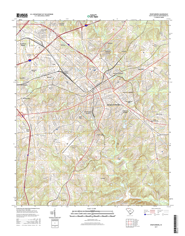 Spartanburg South Carolina  - 24k Topo Map