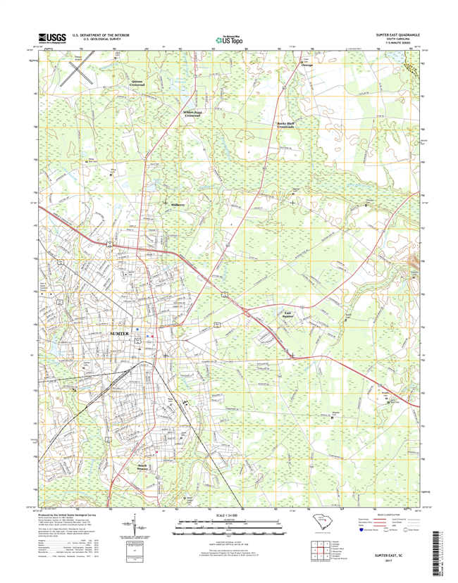 Sumter East South Carolina  - 24k Topo Map