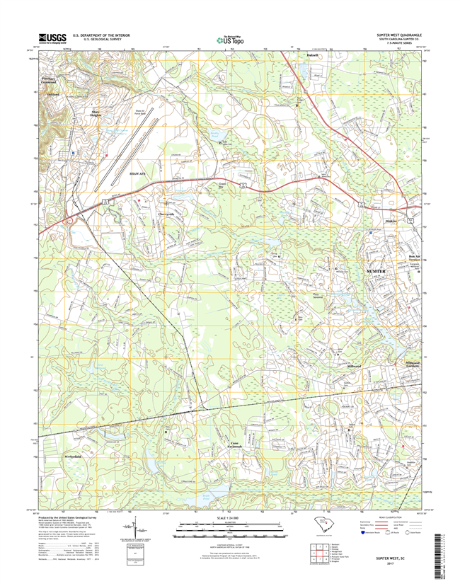Sumter West South Carolina  - 24k Topo Map