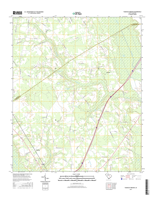 Tearcoat Branch South Carolina  - 24k Topo Map