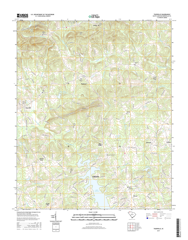 Tigerville South Carolina  - 24k Topo Map