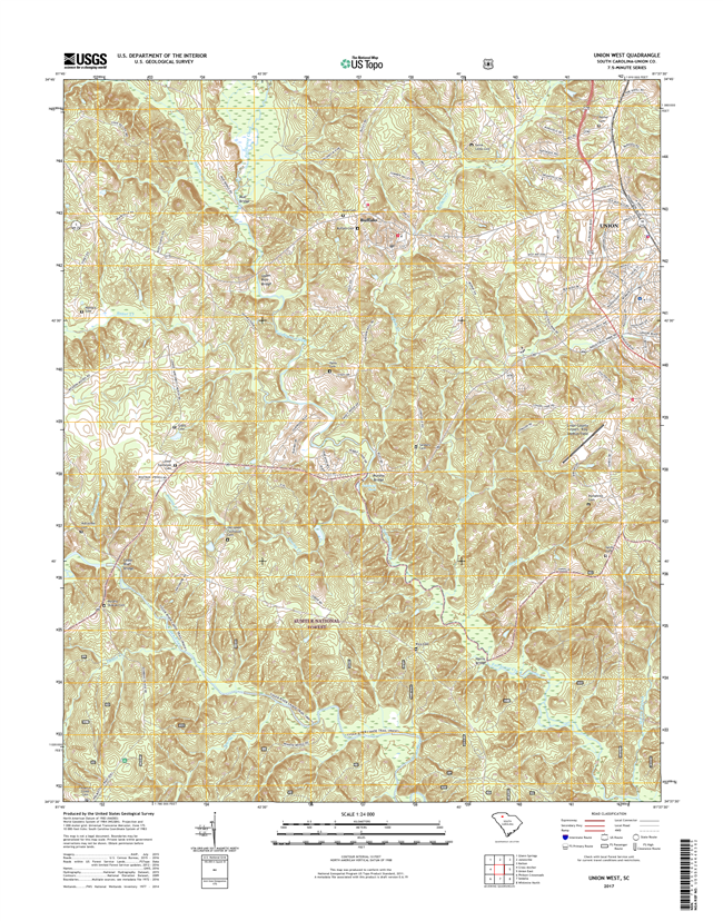 Union West South Carolina  - 24k Topo Map