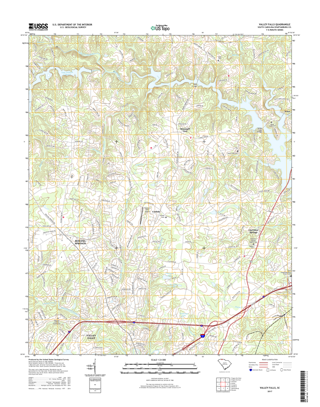 Valley Falls South Carolina  - 24k Topo Map