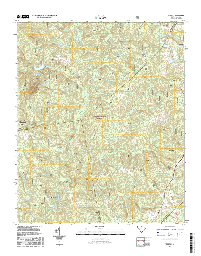 Verdery South Carolina  - 24k Topo Map
