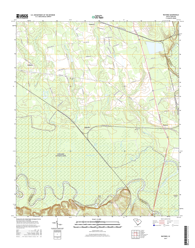 Wateree South Carolina  - 24k Topo Map