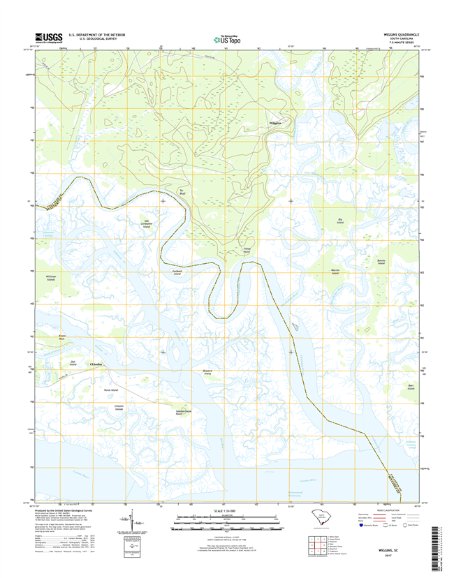 Wiggins South Carolina  - 24k Topo Map