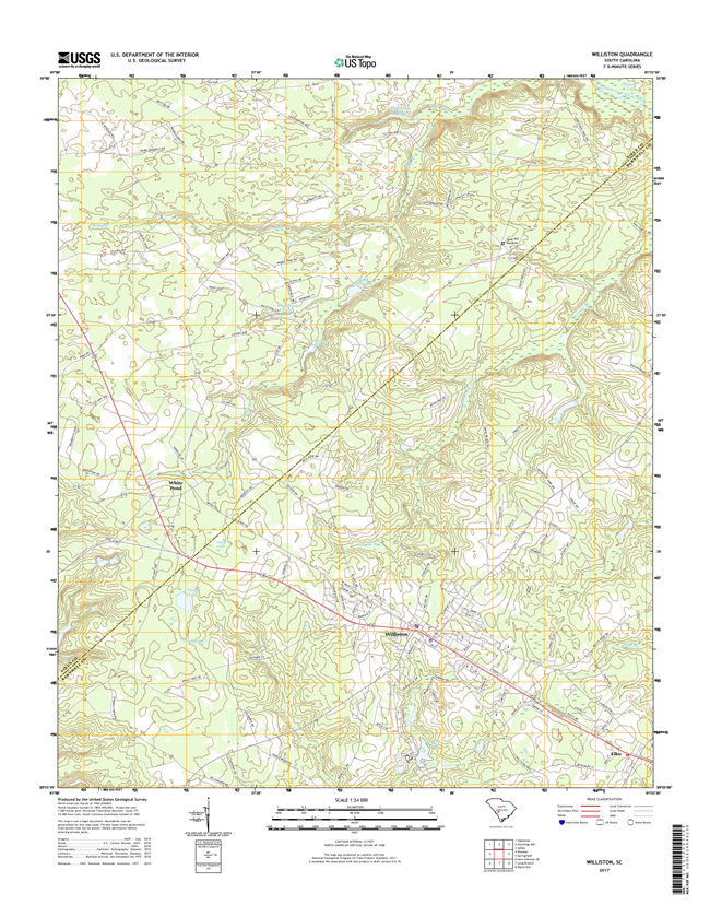 Williston South Carolina  - 24k Topo Map