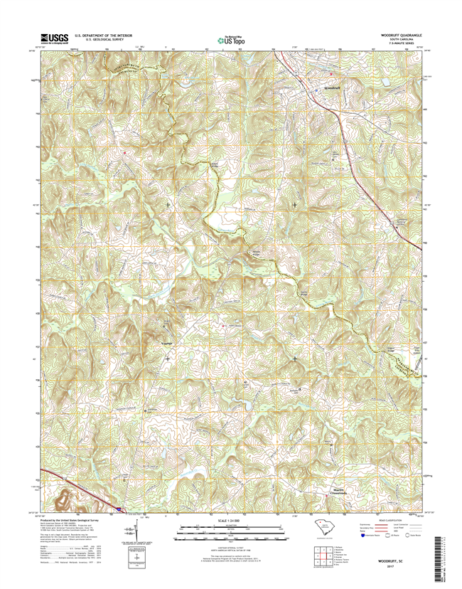 Woodruff South Carolina  - 24k Topo Map