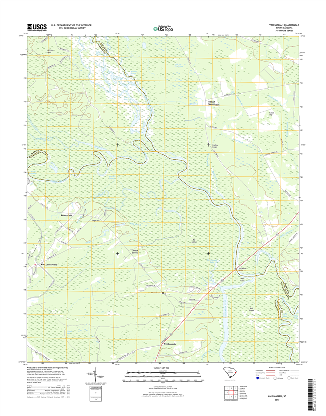 Yauhannah South Carolina  - 24k Topo Map