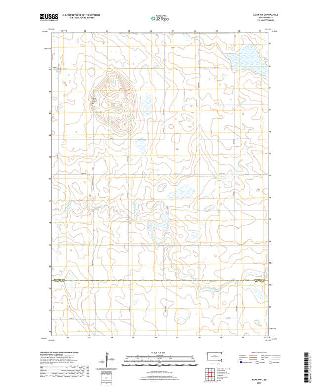 Agar NW South Dakota  - 24k Topo Map