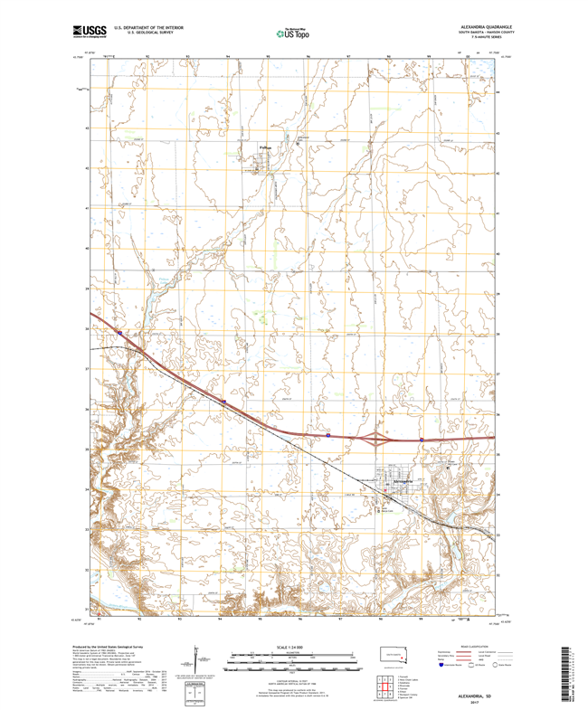 Alexandria South Dakota  - 24k Topo Map