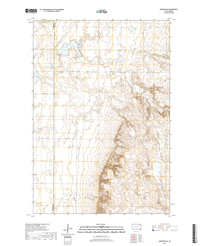 Andover SW South Dakota  - 24k Topo Map